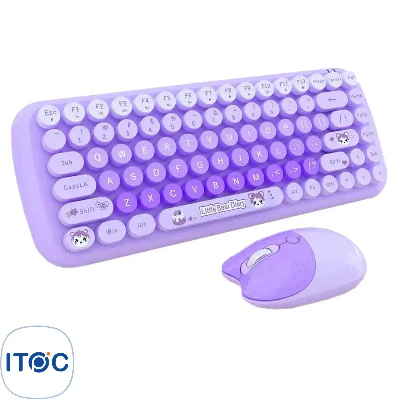 کیبورد و ماوس بیسیم مافی Candy Purple